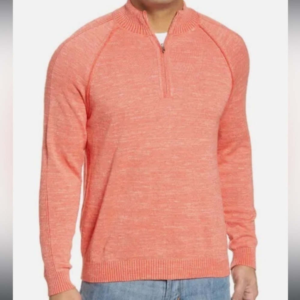 TOMMY BAHAMA Di Sabbia Reversible Half-zip Sweater In Mango Blossom
